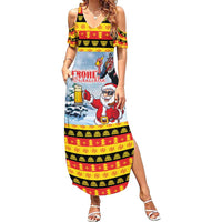 Deutschland Frohe Weihnachten Summer Maxi Dress Funny Der Weihnachtsmann and Krampus Drink Beer Together - Wonder Print Shop