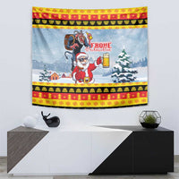 Deutschland Frohe Weihnachten Tapestry Funny Der Weihnachtsmann and Krampus Drink Beer Together - Wonder Print Shop