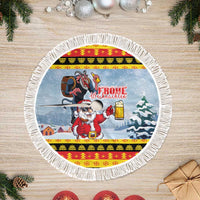 Deutschland Frohe Weihnachten Tree Skirt Funny Santa Claus and Krampus Drink Beer Together - Wonder Print Shop