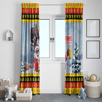 Deutschland Frohe Weihnachten Window Curtain Funny Der Weihnachtsmann and Krampus Drink Beer Together - Wonder Print Shop