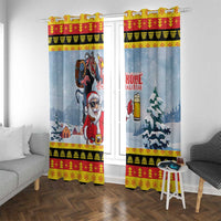 Deutschland Frohe Weihnachten Window Curtain Funny Der Weihnachtsmann and Krampus Drink Beer Together - Wonder Print Shop