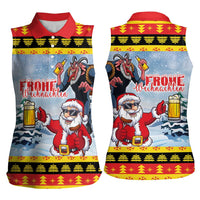 Deutschland Frohe Weihnachten Women Sleeveless Polo Shirt Funny Der Weihnachtsmann and Krampus Drink Beer Together - Wonder Print Shop