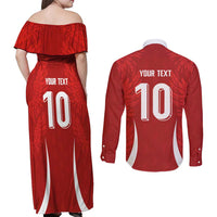 Custom Albania National Football Couples Matching Off Shoulder Maxi Dress and Long Sleeve Button Shirt The Wings Sporty Style - Wonder Print Shop