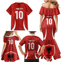 Custom Albania National Football Family Matching Mermaid Dress and Hawaiian Shirt The Wings Sporty Style - Wonder Print Shop