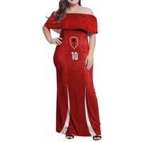 Custom Albania National Football Family Matching Off Shoulder Maxi Dress and Hawaiian Shirt The Wings Sporty Style - Wonder Print Shop