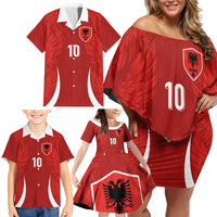 Custom Albania National Football Family Matching Off Shoulder Short Dress and Hawaiian Shirt The Wings Sporty Style - Wonder Print Shop