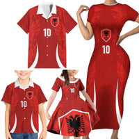 Custom Albania National Football Family Matching Short Sleeve Bodycon Dress and Hawaiian Shirt The Wings Sporty Style - Wonder Print Shop