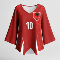 Custom Albania National Football Kimono Sleeve Blouse The Wings Sporty Style - Wonder Print Shop