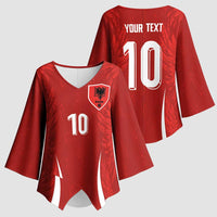 Custom Albania National Football Kimono Sleeve Blouse The Wings Sporty Style - Wonder Print Shop
