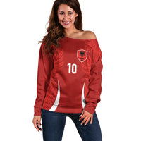 Custom Albania National Football Off Shoulder Sweater The Wings Sporty Style - Wonder Print Shop