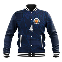 Custom Scotland National Football Baseball Jacket Tartan Patchwork and Sport Lion - Wonder Print Shop