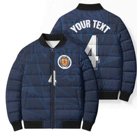 Custom Scotland National Football Bomber Puffer Jacket Tartan Patchwork and Sport Lion - Wonder Print Shop