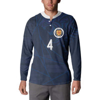 Custom Scotland National Football Button Sweatshirt Tartan Patchwork and Sport Lion - Wonder Print Shop