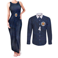 Custom Scotland National Football Couples Matching Tank Maxi Dress and Long Sleeve Button Shirt Tartan Patchwork and Sport Lion - Wonder Print Shop
