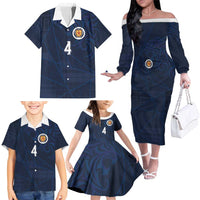 Custom Scotland National Football Family Matching Off The Shoulder Long Sleeve Dress and Hawaiian Shirt Tartan Patchwork and Sport Lion - Wonder Print Shop