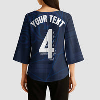 Custom Scotland National Football Kimono Sleeve Blouse Tartan Patchwork and Sport Lion - Wonder Print Shop