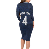 Custom Scotland National Football Long Sleeve Bodycon Dress Tartan Patchwork and Sport Lion - Wonder Print Shop