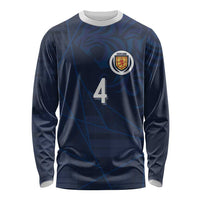 Custom Scotland National Football Long Sleeve Shirt Tartan Patchwork and Sport Lion - Wonder Print Shop
