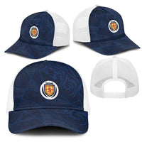 Scotland National Football Mesh Trucker Cap Tartan Patchwork and Sport Lion - Wonder Print Shop
