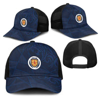 Scotland National Football Mesh Trucker Cap Tartan Patchwork and Sport Lion - Wonder Print Shop