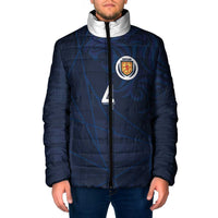 Custom Scotland National Football Padded Jacket Tartan Patchwork and Sport Lion - Wonder Print Shop