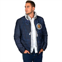 Custom Scotland National Football Padded Jacket Tartan Patchwork and Sport Lion - Wonder Print Shop