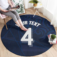 Custom Scotland National Football Round Carpet Tartan Patchwork and Sport Lion - Wonder Print Shop