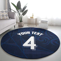 Custom Scotland National Football Round Carpet Tartan Patchwork and Sport Lion - Wonder Print Shop