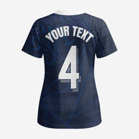 Custom Scotland National Football Scrub Top Tartan Patchwork and Sport Lion - Wonder Print Shop