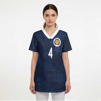 Custom Scotland National Football Scrub Top Tartan Patchwork and Sport Lion - Wonder Print Shop