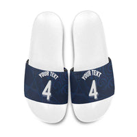Custom Scotland National Football Slide Sandals Tartan Patchwork and Sport Lion - Wonder Print Shop