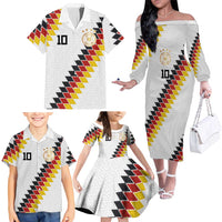 Custom Germany National Football Family Matching Off The Shoulder Long Sleeve Dress and Hawaiian Shirt Inspired German Flag and Bavarian Renaissance Motifs - Wonder Print Shop