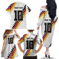 Custom Germany National Football Family Matching Off The Shoulder Long Sleeve Dress and Hawaiian Shirt Inspired German Flag and Bavarian Renaissance Motifs - Wonder Print Shop