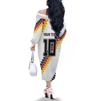 Custom Germany National Football Family Matching Off The Shoulder Long Sleeve Dress and Hawaiian Shirt Inspired German Flag and Bavarian Renaissance Motifs - Wonder Print Shop