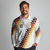 Custom Germany National Football Long Sleeve Polo Shirt Inspired German Flag and Bavarian Renaissance Motifs - Wonder Print Shop