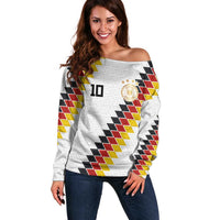 Custom Germany National Football Off Shoulder Sweater Inspired German Flag and Bavarian Renaissance Motifs - Wonder Print Shop