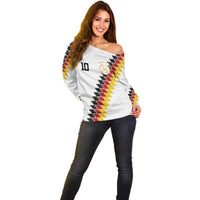 Custom Germany National Football Off Shoulder Sweater Inspired German Flag and Bavarian Renaissance Motifs - Wonder Print Shop