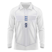 Custom England National Football Long Sleeve Polo Shirt The Three Lions-Sporty T90 Style - Wonder Print Shop