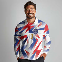 Custom France National Football Long Sleeve Polo Shirt Flag-Inspired Graphics - Wonder Print Shop