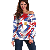 Custom France National Football Off Shoulder Sweater Flag-Inspired Graphics - Wonder Print Shop