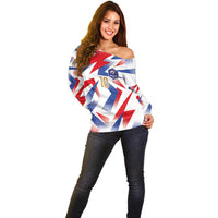 Custom France National Football Off Shoulder Sweater Flag-Inspired Graphics - Wonder Print Shop