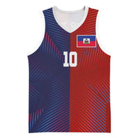 Custom Haiti National Football Basketball Jersey Red Blue The Half Sporty Design - Wonder Print Shop