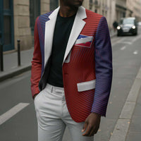 Custom Haiti National Football Blazer Red Blue The Half Sporty Design - Wonder Print Shop