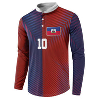Custom Haiti National Football Button Sweatshirt Red Blue The Half Sporty Design