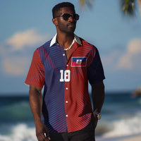 Custom Haiti National Football Hawaiian Shirt Red Blue The Half Sporty Design - Wonder Print Shop