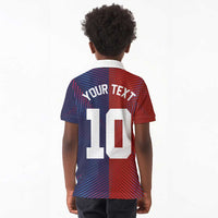 Custom Haiti National Football Kid Polo Shirt Red Blue The Half Sporty Design - Wonder Print Shop