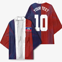 Custom Haiti National Football Kimono Red Blue The Half Sporty Design - Wonder Print Shop