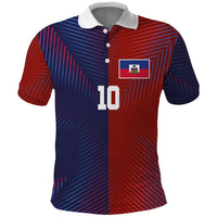 Custom Haiti National Football Polo Shirt Red Blue The Half Sporty Design - Wonder Print Shop