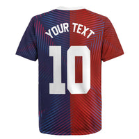 Custom Haiti National Football Rugby Jersey Red Blue The Half Sporty Design - Wonder Print Shop