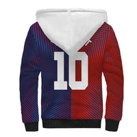 Custom Haiti National Football Sherpa Hoodie Red Blue The Half Sporty Design - Wonder Print Shop